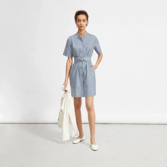 everlane blue dress New Everlane The Clean Cotton Cross-Back Dress sz 2 blue ultramarine SOLD  OUT$98